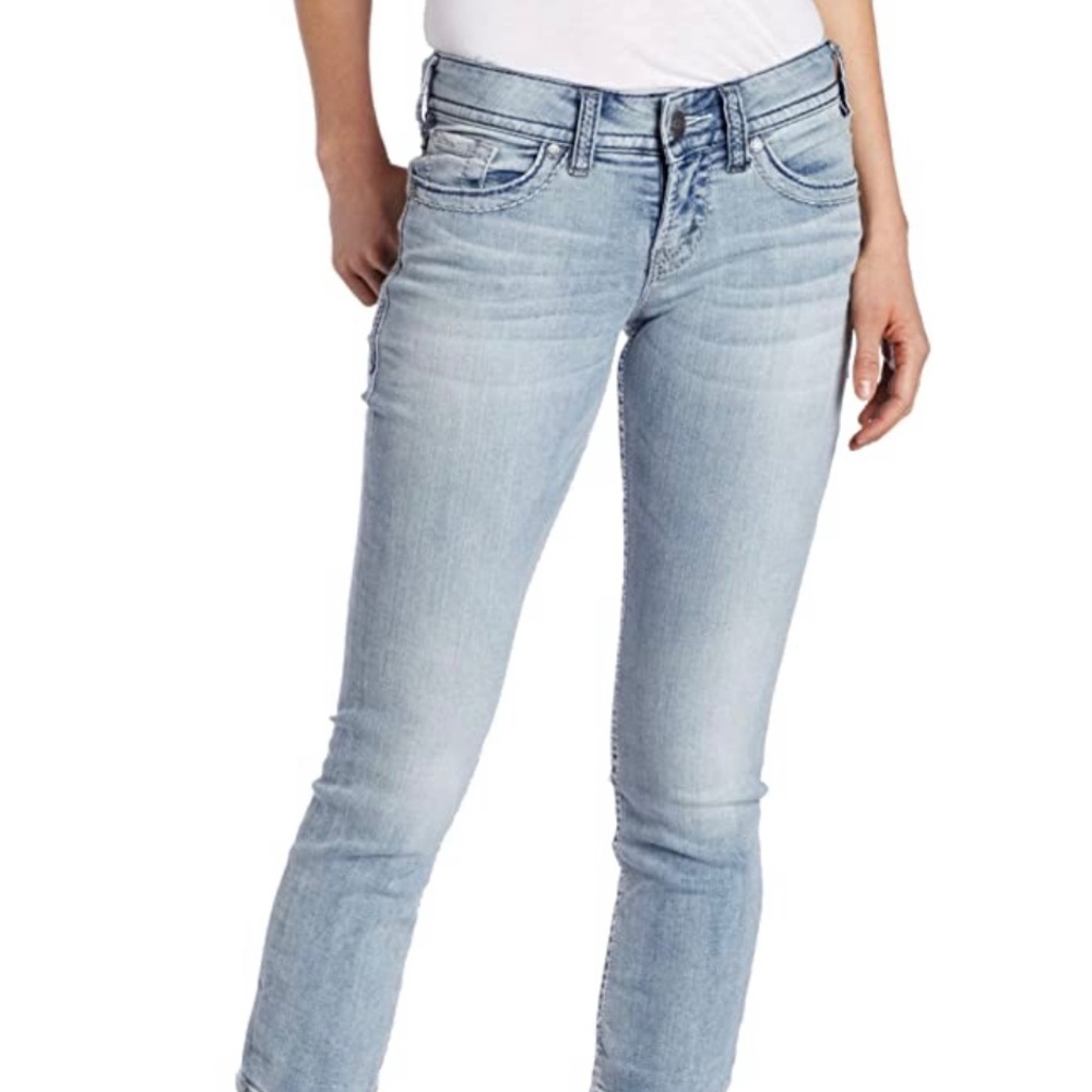 Silver Jeans Suki Light Wash Mid Rise Cropped Trendy Capris Y2K Size 28 (6)